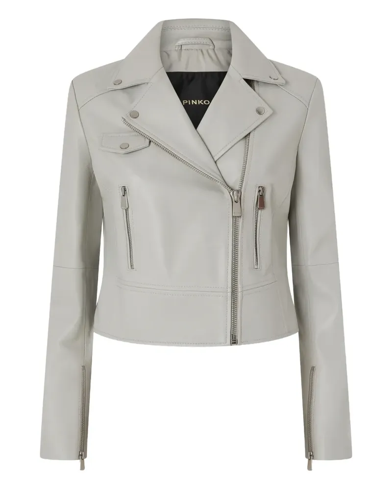Pinko Klassische Lederjacke - Grau Grau