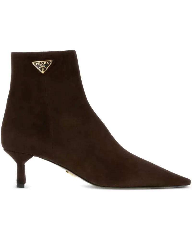 Prada Stiefel mit Triangel-Logo 50mm - Braun Braun
