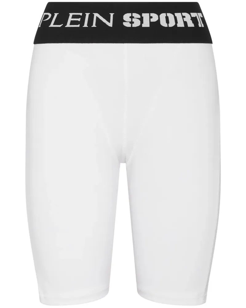 Philipp Plein Radlerhose mit Logo-Bund - Weiß Weiß