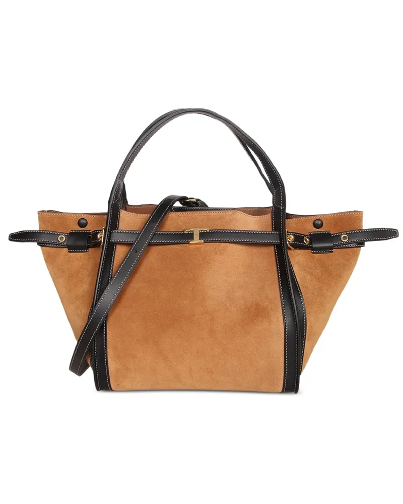 TOD'S T Signature Schultertasche aus Wildleder - Braun Braun