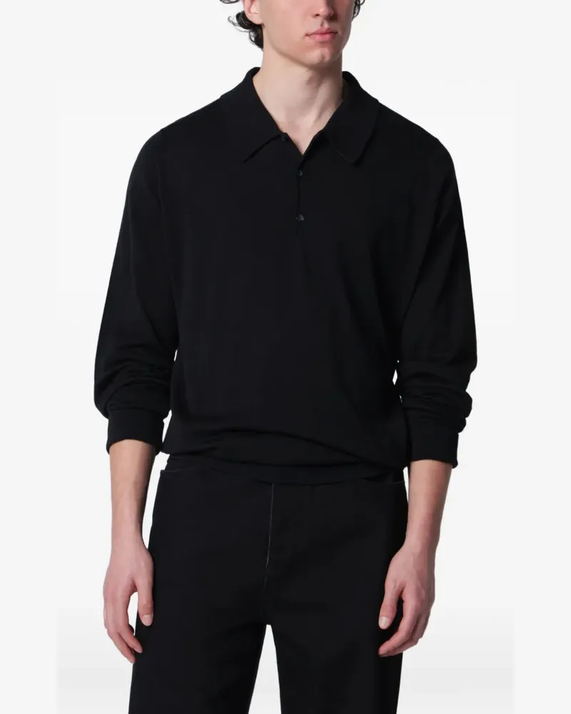 John Smedley Finchley long-sleeved polo shirt - Schwarz Schwarz
