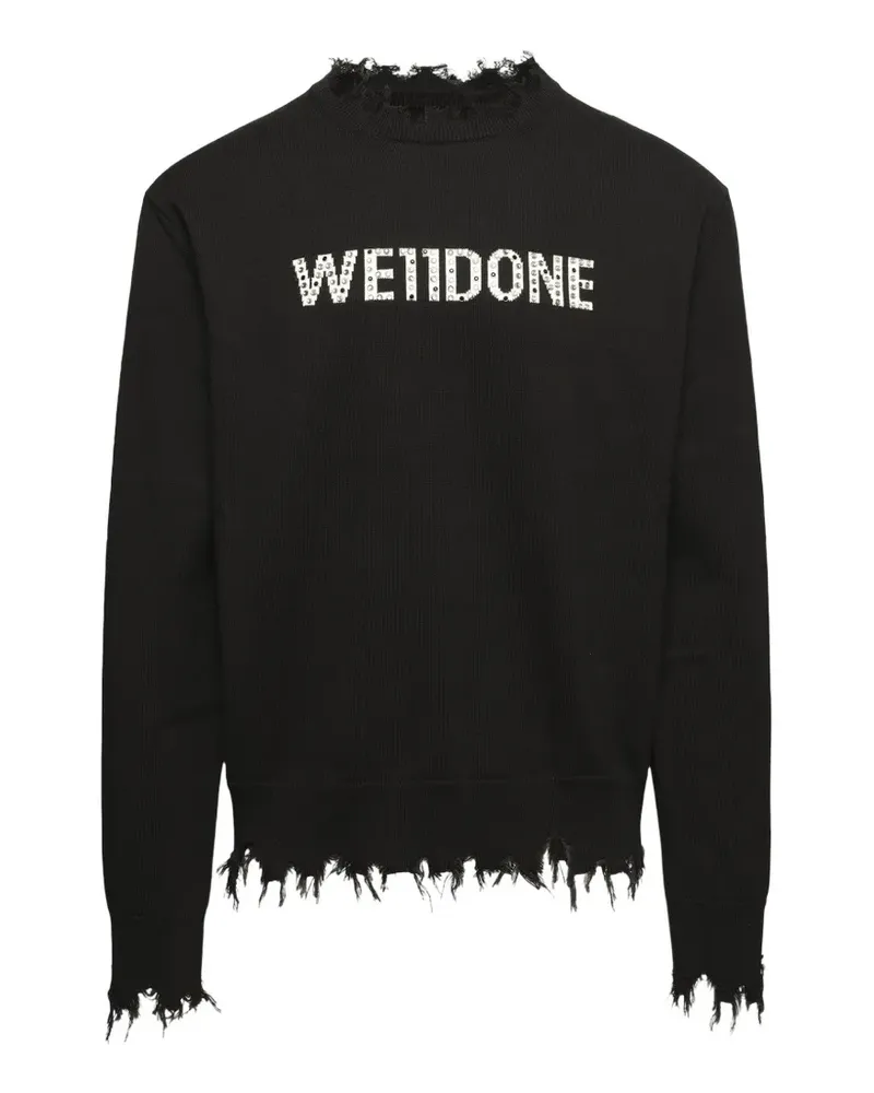 WE 11 DONE rhinestone-embellished distressed sweater - Schwarz Schwarz