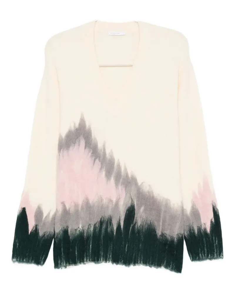 Patrizia Pepe patterned v-neck sweater - Nude Nude