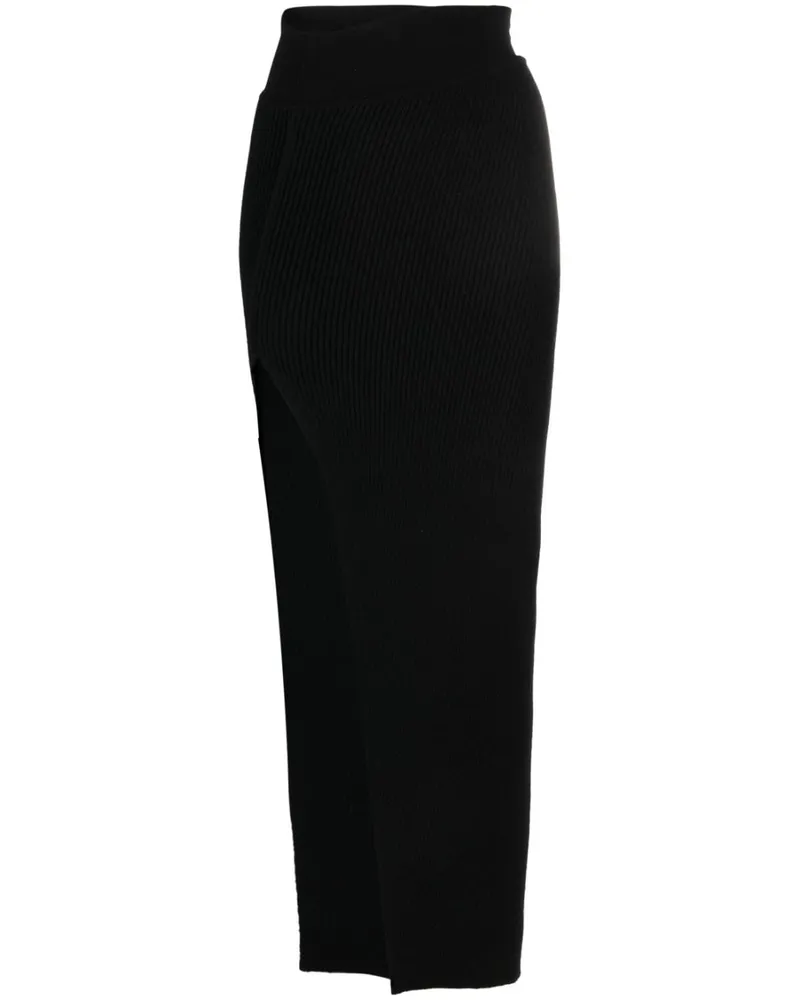 Rick Owens Gerippter Strickrock mit seitlichem Schlitz - Schwarz Schwarz