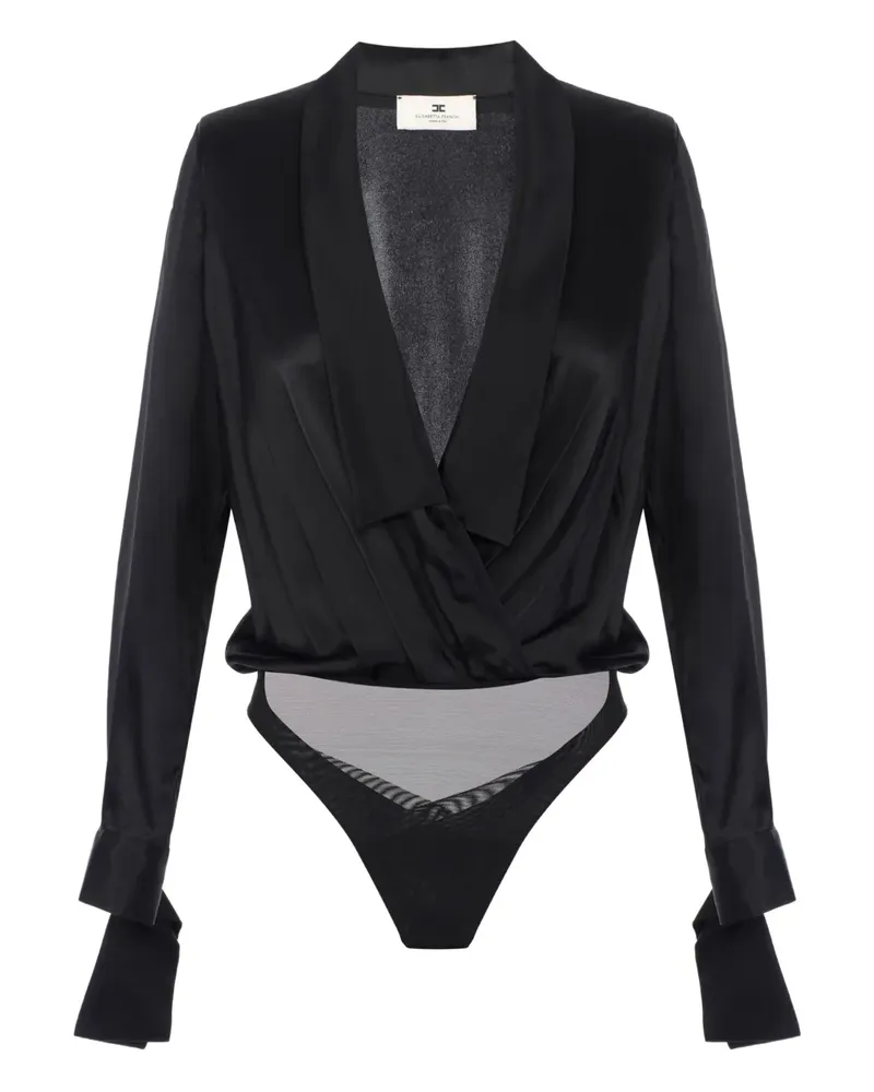 Elisabetta Franchi Gewickelter Body aus Satin - Schwarz Schwarz