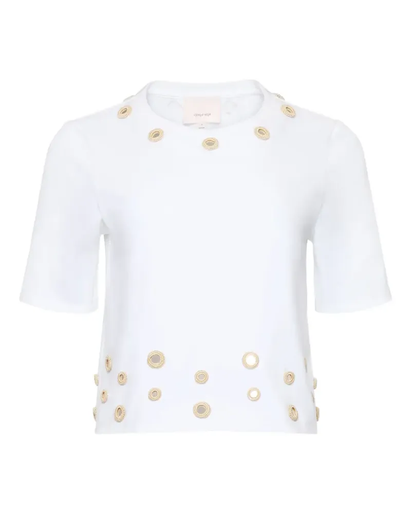 Cinq à Sept Bessy crochet-embellished T-shirt - Weiß Weiß