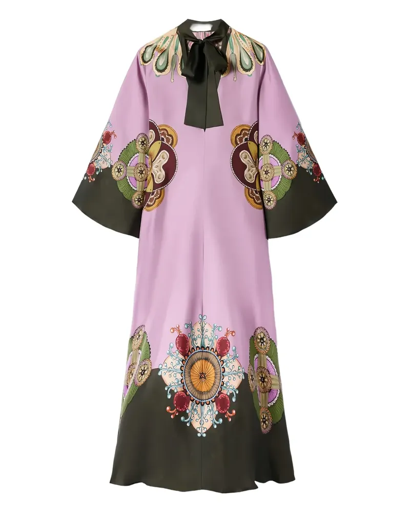 La DoubleJ Seidenkleid mit Schleifenkragen - Violett Violett