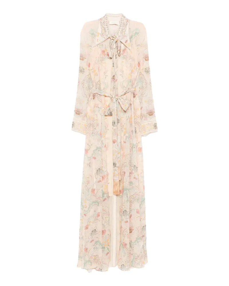 Zimmermann floral-print tie-neck maxi dress - Nude Nude