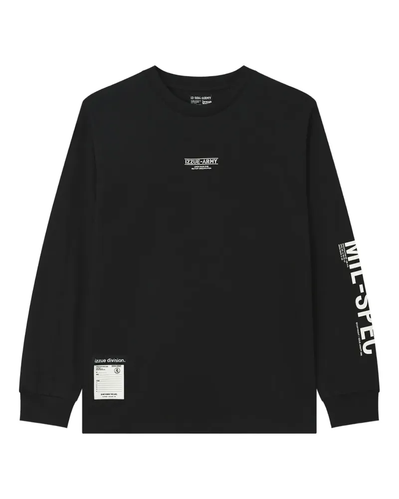 Izzue Langarmshirt mit Logo-Print - Schwarz Schwarz