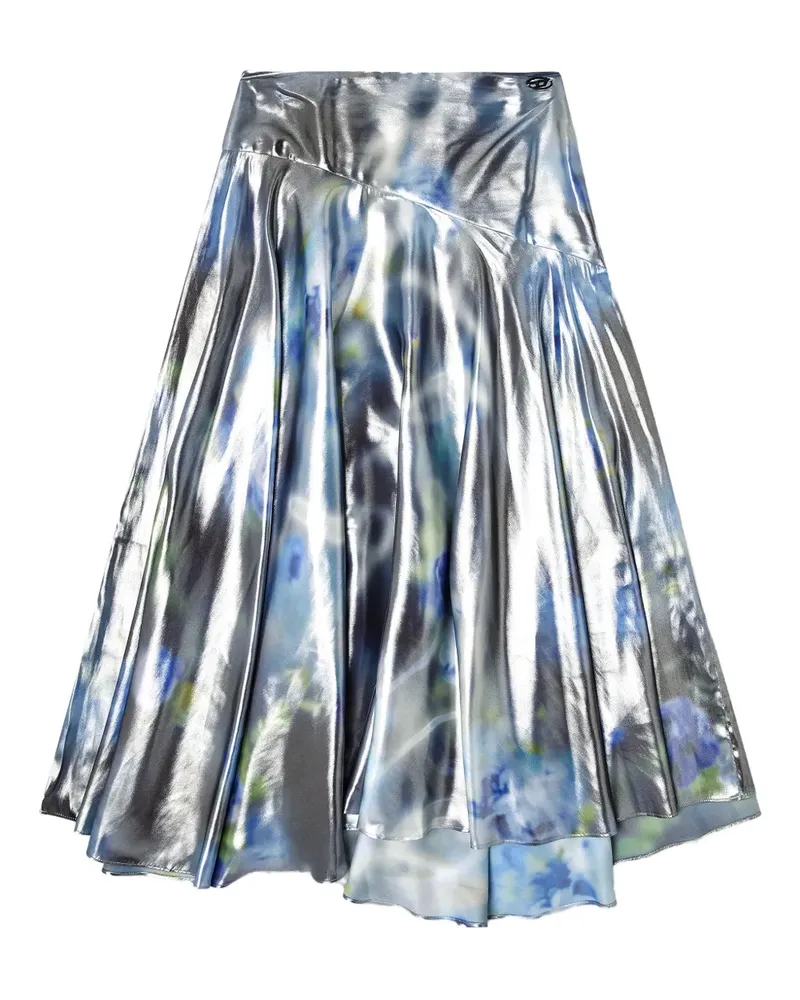 Diesel asymmetric-panel rose-motif skirt - Silber Silber