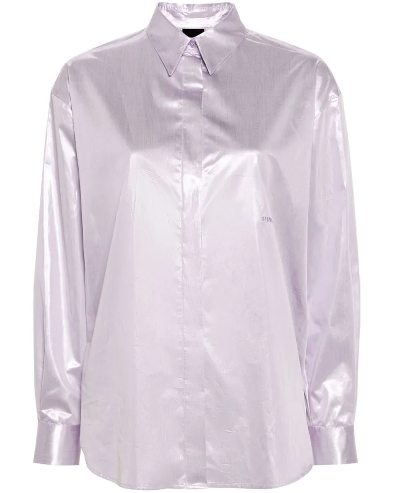Pinko Metallisches Hemd mit Logo-Stickerei - Violett Violett
