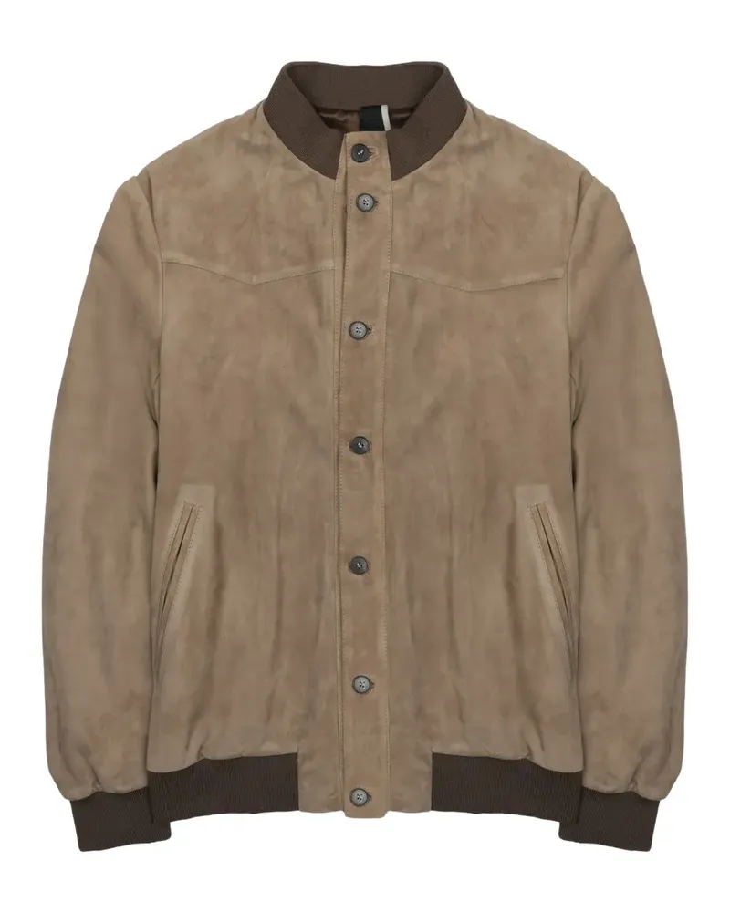 Low Brand suede-finish button-up jacket - Nude Nude