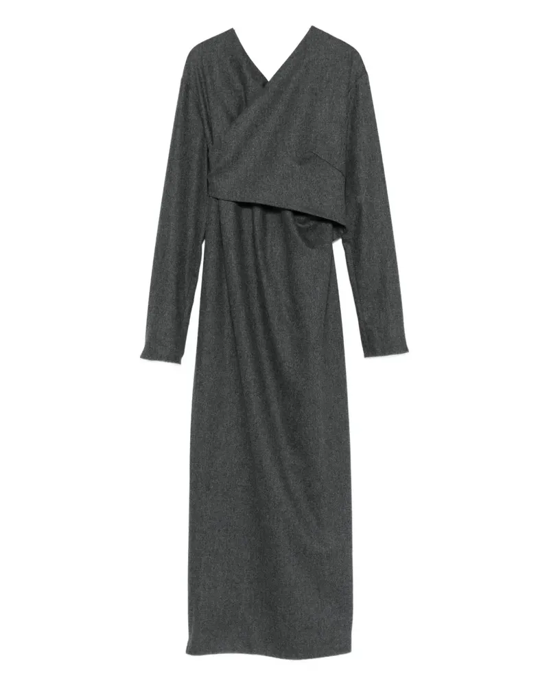 KHAITE cross-neck wrap dress - Grau Grau