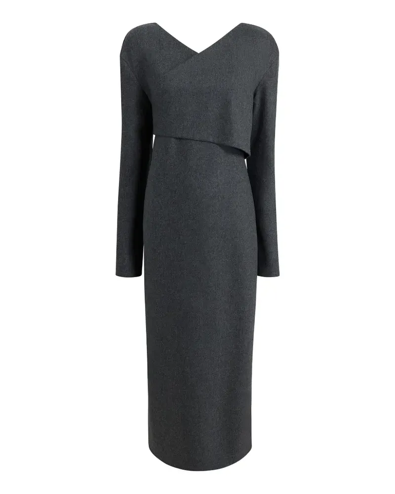 KHAITE Wickelkleid mit überkreuztem Kragen - Grau Grau