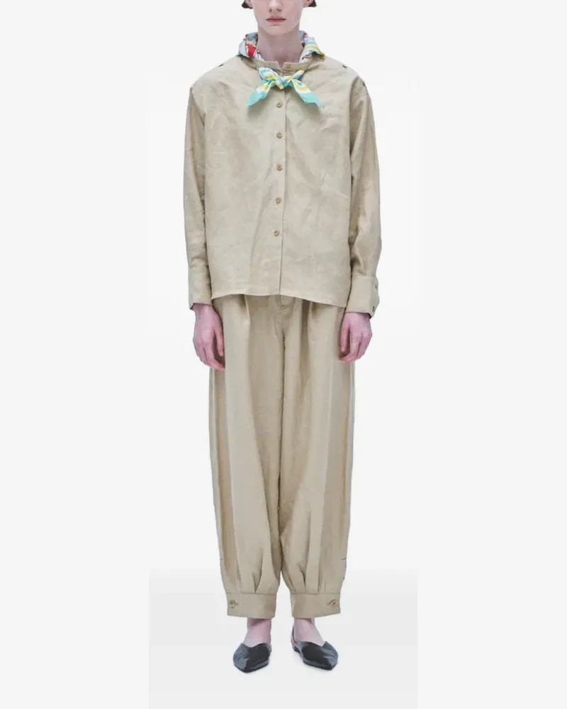 Muller of Yoshiokubo button-detail long-sleeve scarf and shirt set - Nude Nude