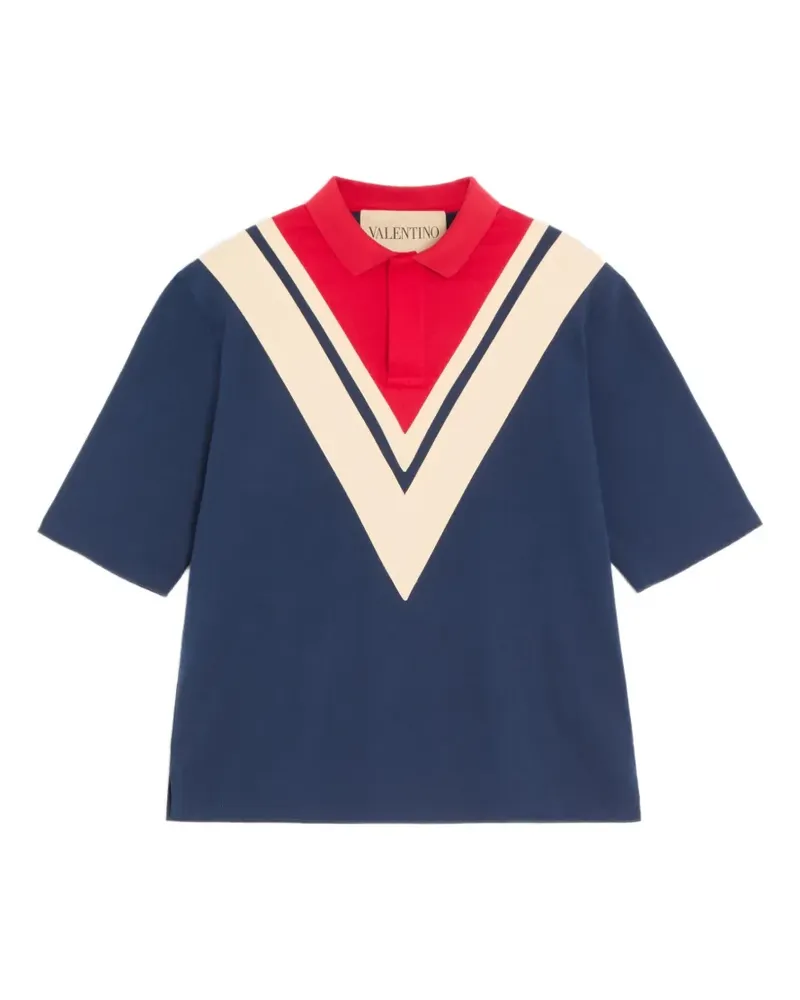 Valentino Garavani Poloshirt mit Intarsien-V - Blau Blau
