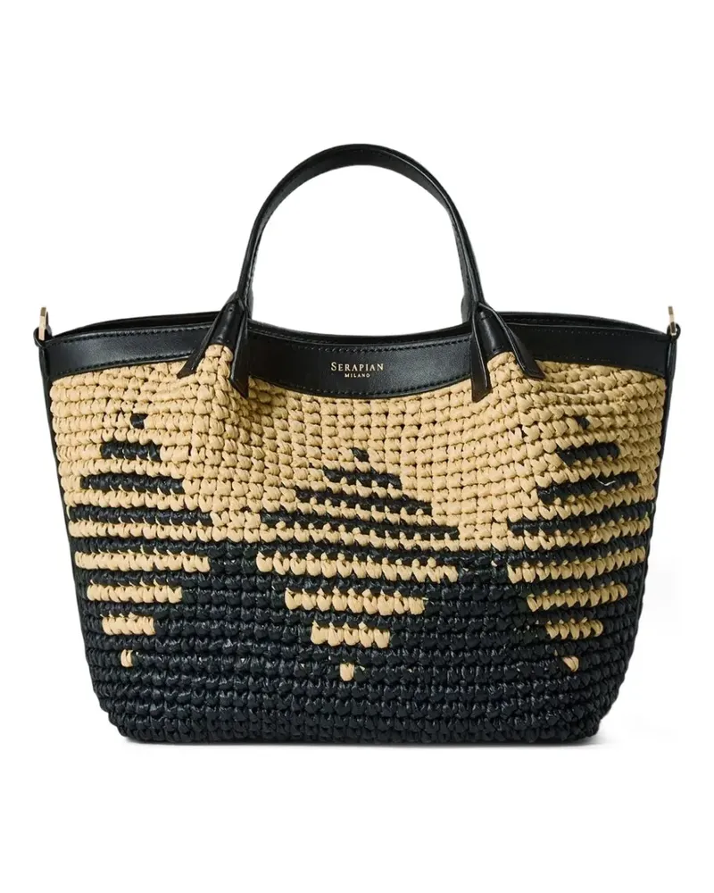 Serapian mini Secret mosaic raffia tote bag - Nude Nude