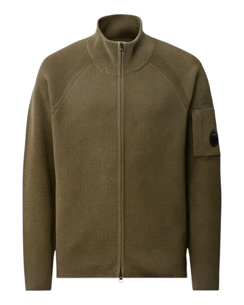 C.P. Company Lens Cardigan mit Waffelstrick-Muster - Grün Grün
