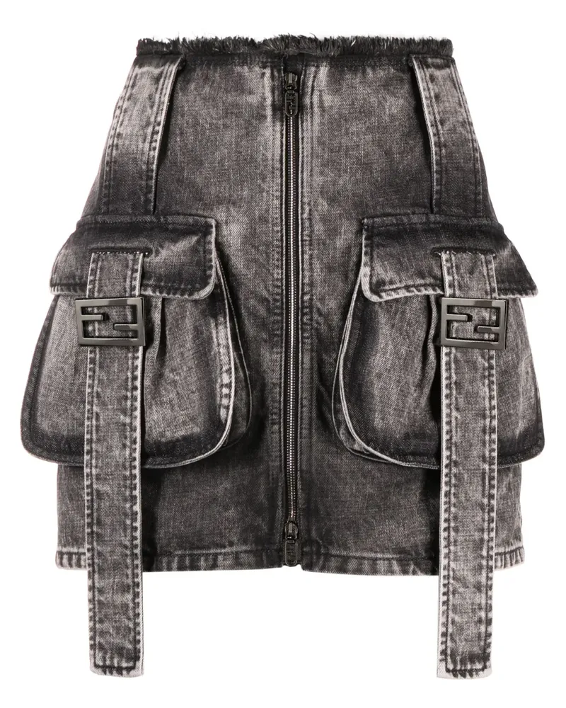 Fendi Jeansrock mit Stone-Wash-Effekt - Grau Grau