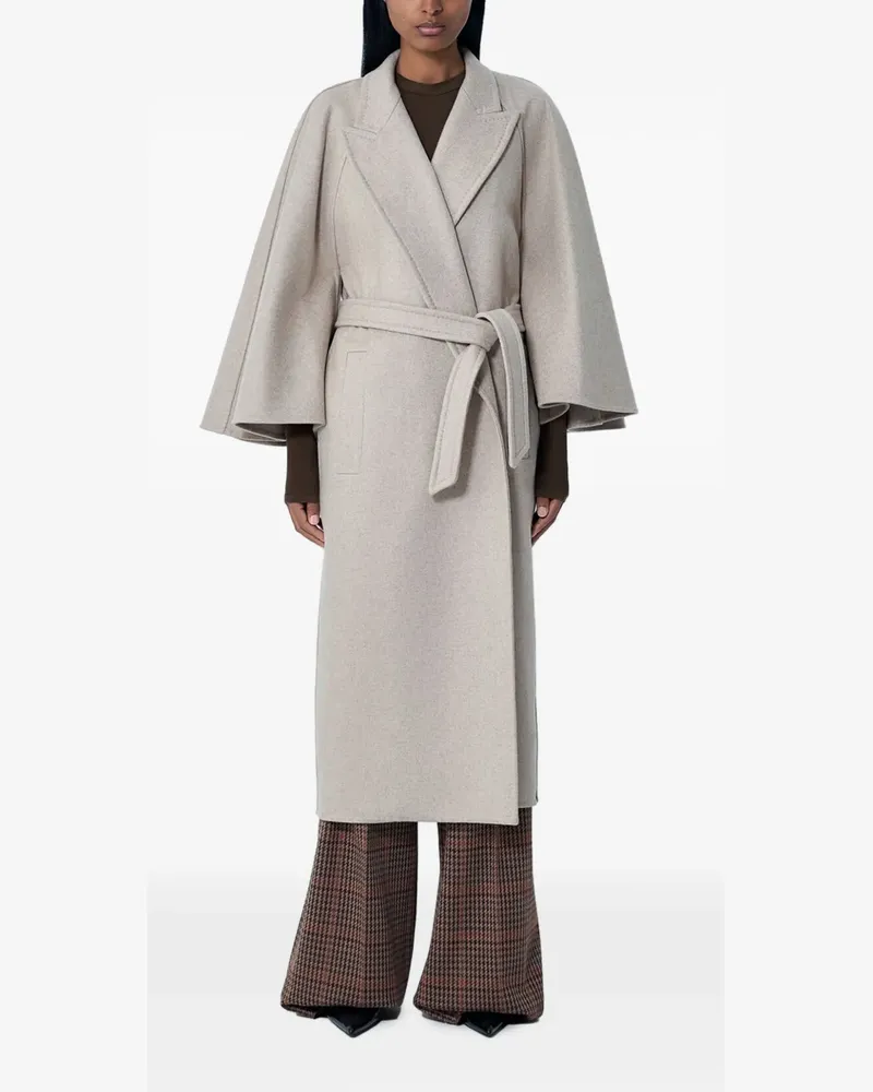 Max Mara peak-lapels self-tie coat - Nude Nude