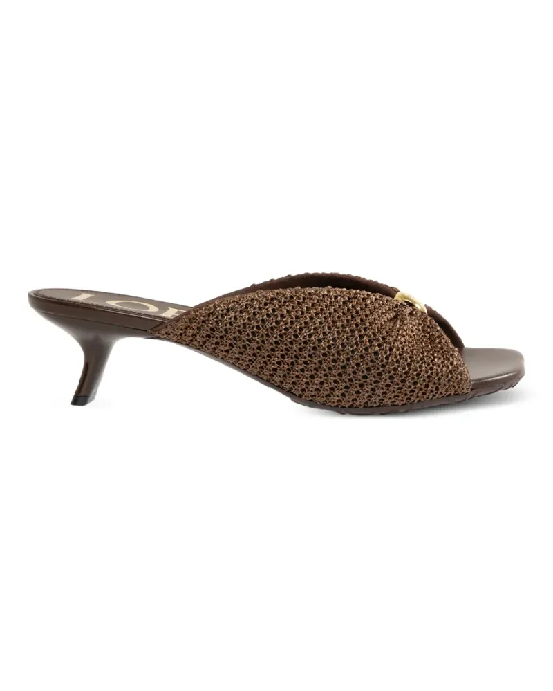 Loewe Flache Sandalen mit Raffiabast - Braun Braun