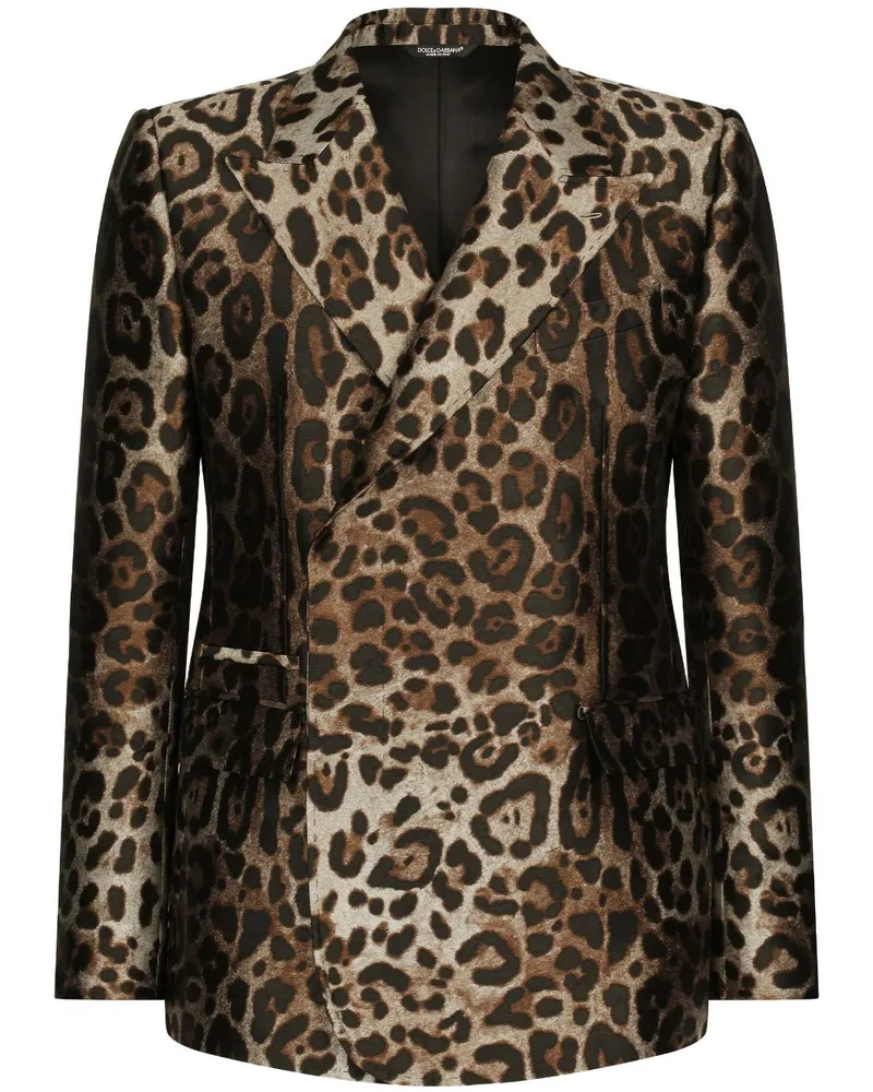 Dolce & Gabbana Doppelreihiger Anzug mit Leo-Print - Braun Braun