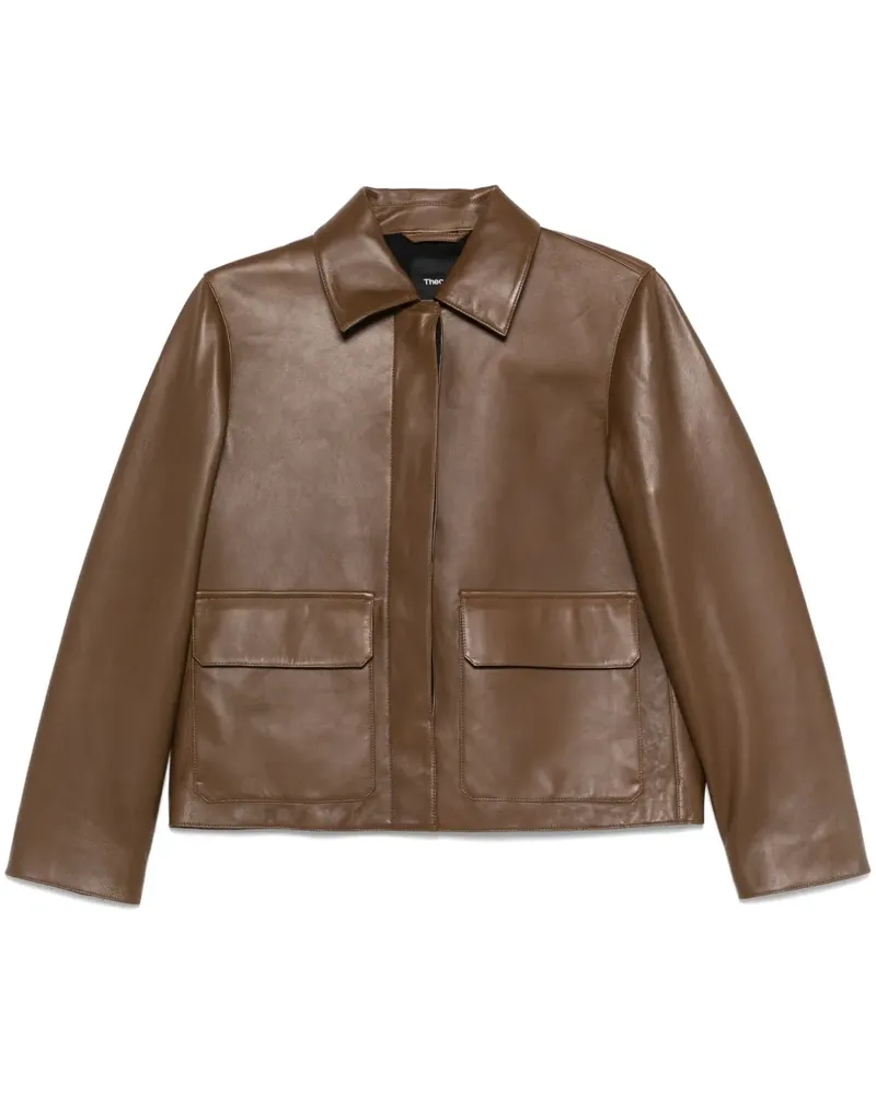 Theory Klassische Lederjacke - Braun Braun