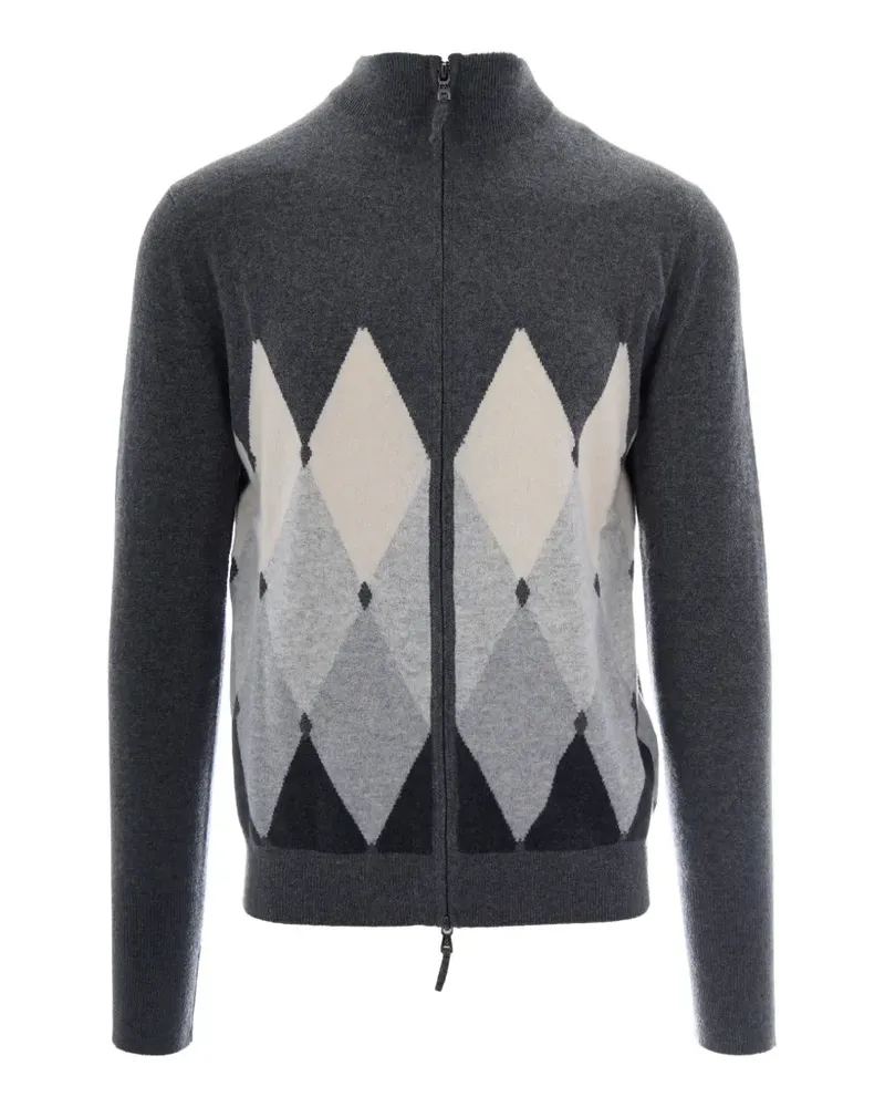 Ballantyne Cardigan mit Argyle-Intarsie - Grau Grau