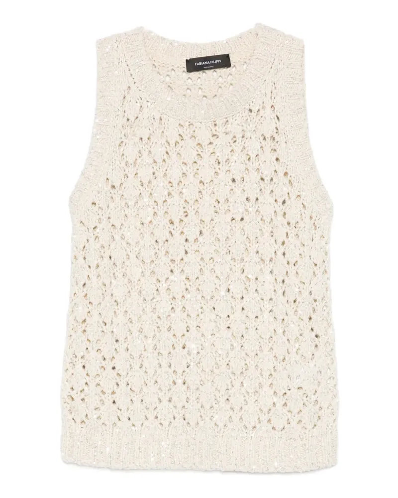 Fabiana Filippi sequin-embellished open-knit vest - Nude Nude