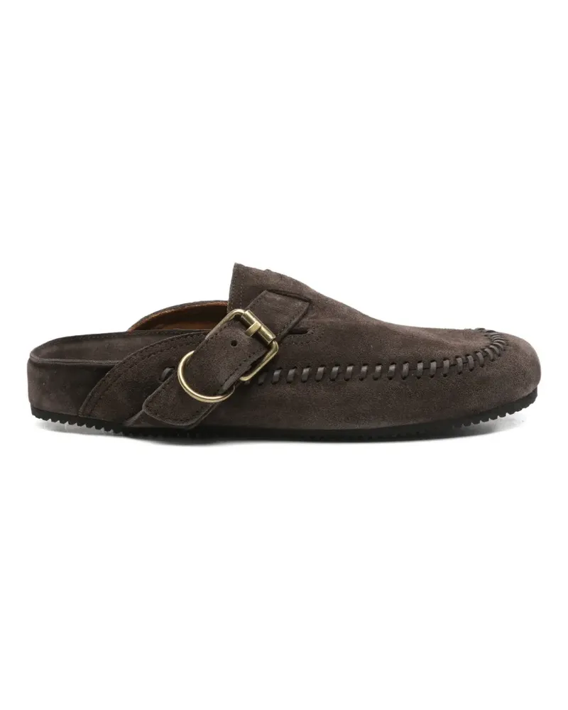 Buttero buckle-fastening whipstitch-detail mules - Braun Braun
