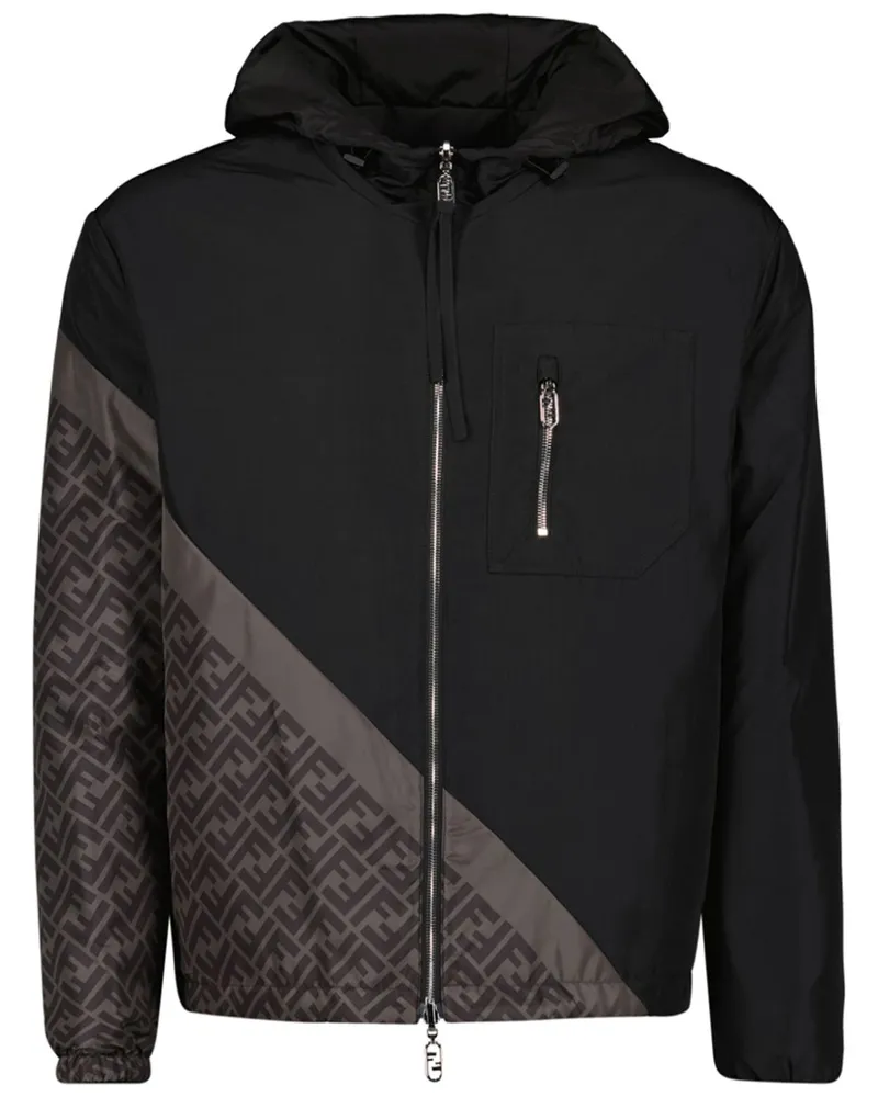 Fendi Kapuzen-Windbreaker mit FF-Print - Schwarz Schwarz