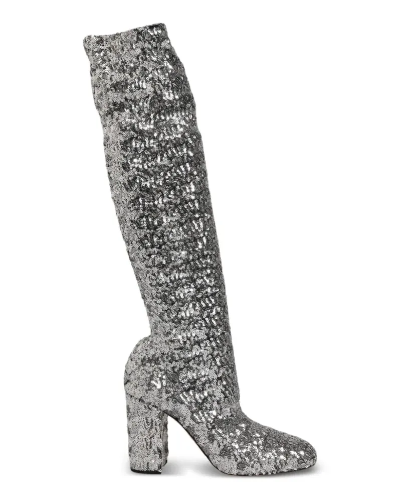 Dolce & Gabbana Stiefel mit Pailletten - Silber Silber