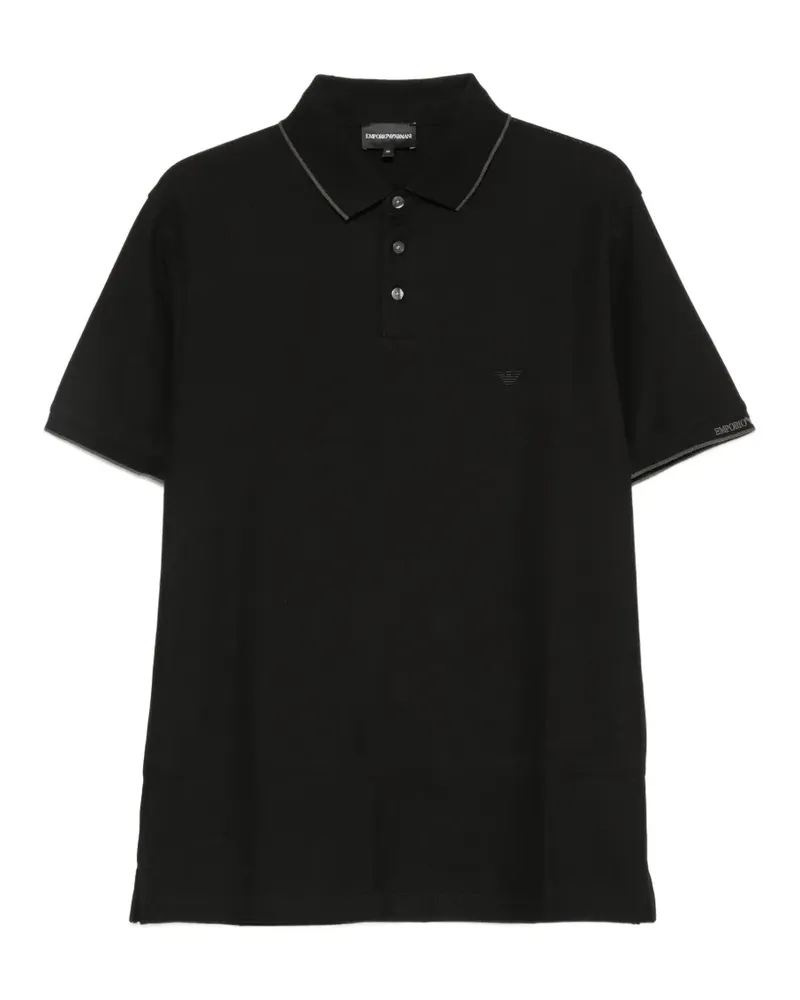 Emporio Armani logo-embroidered contrast-trim polo shirt - Schwarz Schwarz