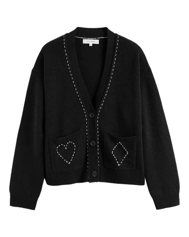 Chinti & Parker Queen of Hearts Cardigan mit Knöpfen - Schwarz Schwarz