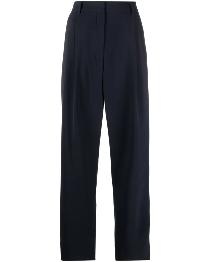 Max Mara Gerade Hose mit Falten - Blau Blau