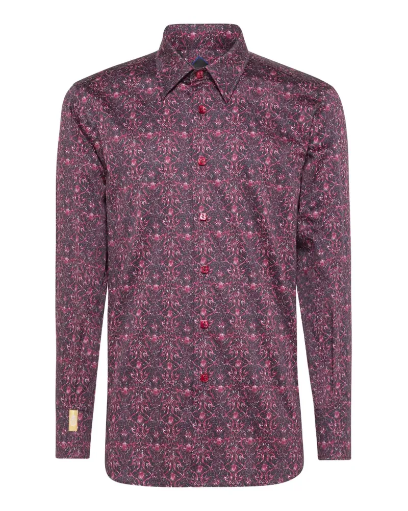 Billionaire Crest slim-fit baroque-print shirt - Schwarz Schwarz