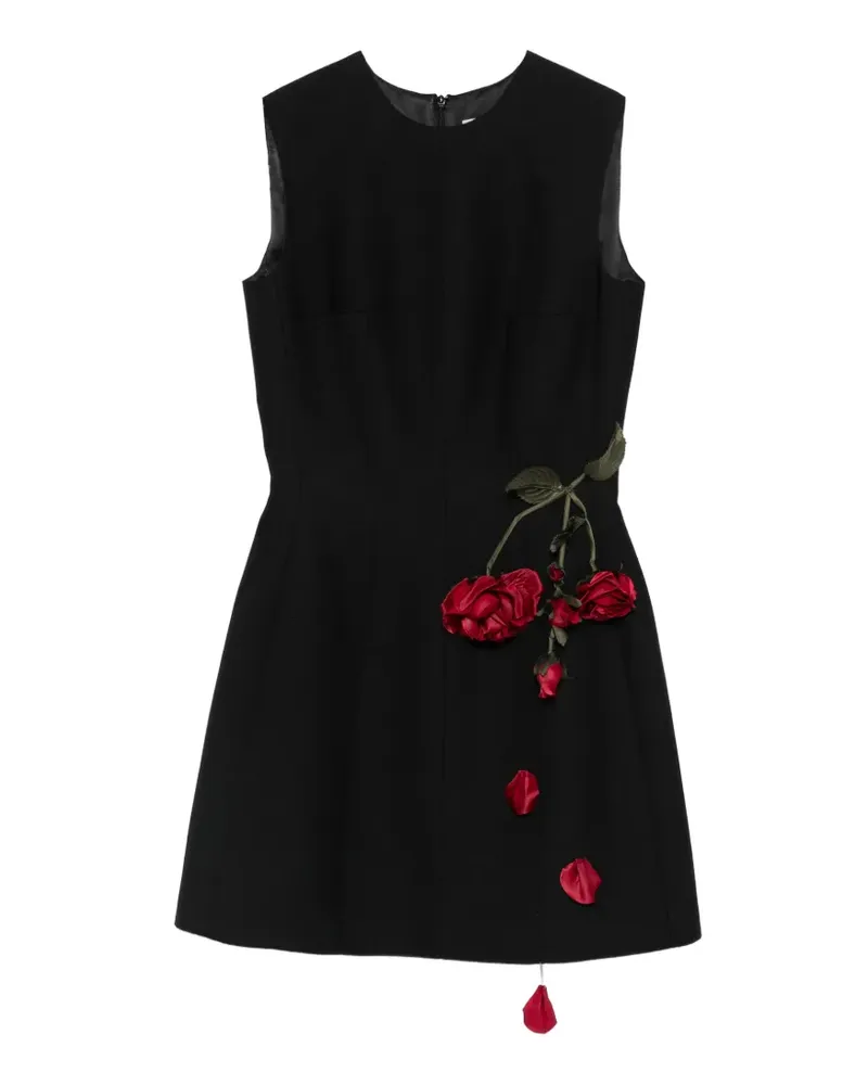 Cristina Savulescu The Coquette Minikleid mit Blumenapplikation - Schwarz Schwarz