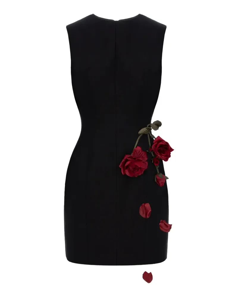 Cristina Savulescu The Coquette Minikleid mit Blumenapplikation - Schwarz Schwarz