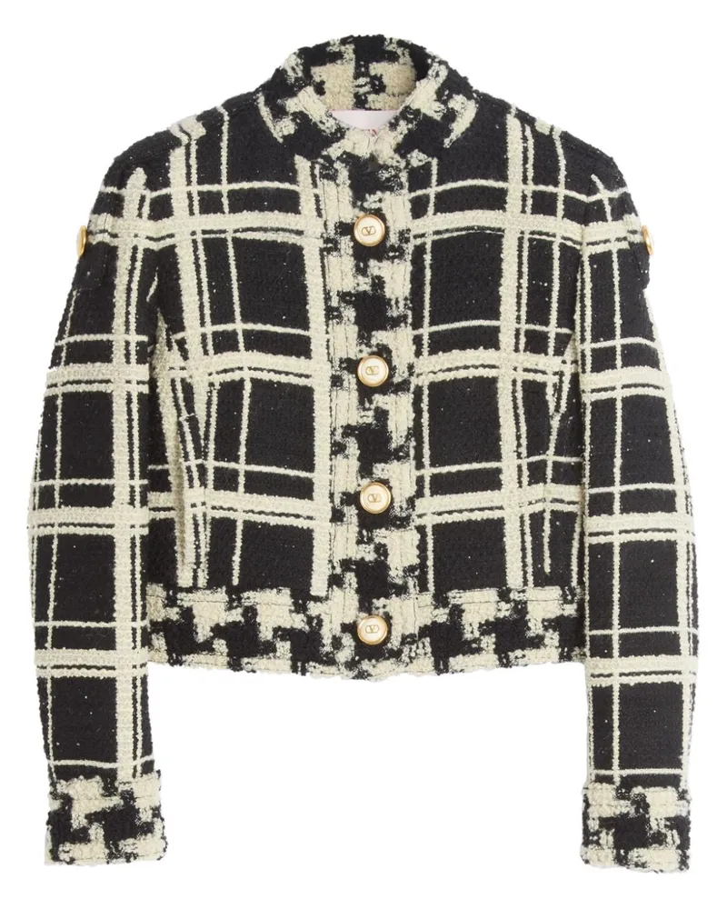 Valentino Garavani Karierte Tweed-Cabanjacke - Schwarz Schwarz