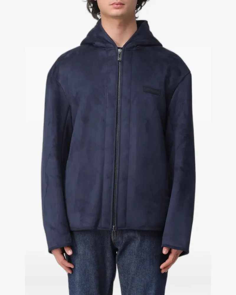 Emporio Armani hooded faux-suede jacket - Blau Blau