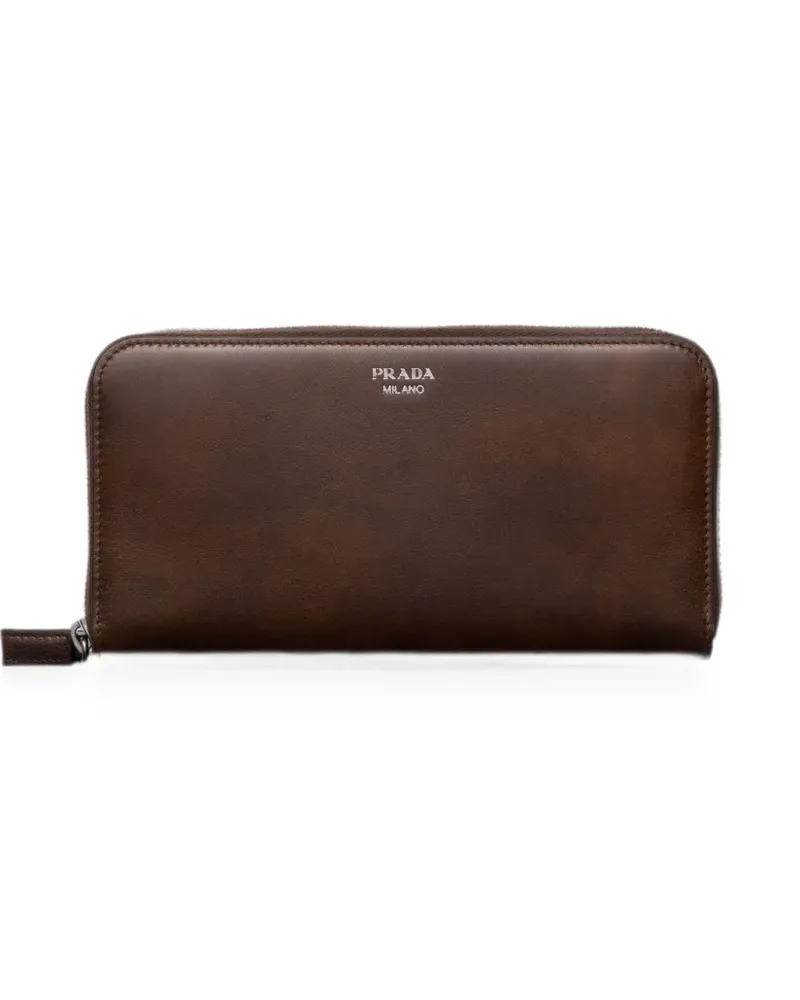 Prada antiqued leather wallet - Braun Braun