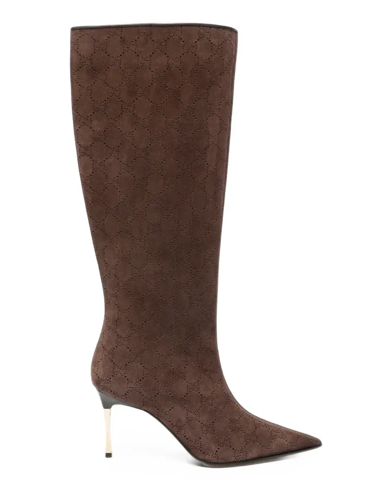 Gucci Perforierte GG Supreme Wildlederstiefel - Braun Braun
