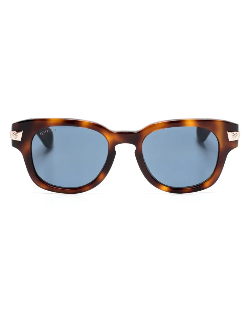 Gucci Eckige Sonnenbrille in Schildpattoptik - Braun Braun