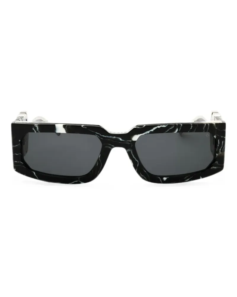 Philipp Plein Eckige Brille mit Marmormuster - Schwarz Schwarz