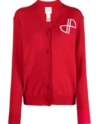 Patou Intarsien-Cardigan mit Logo Rot