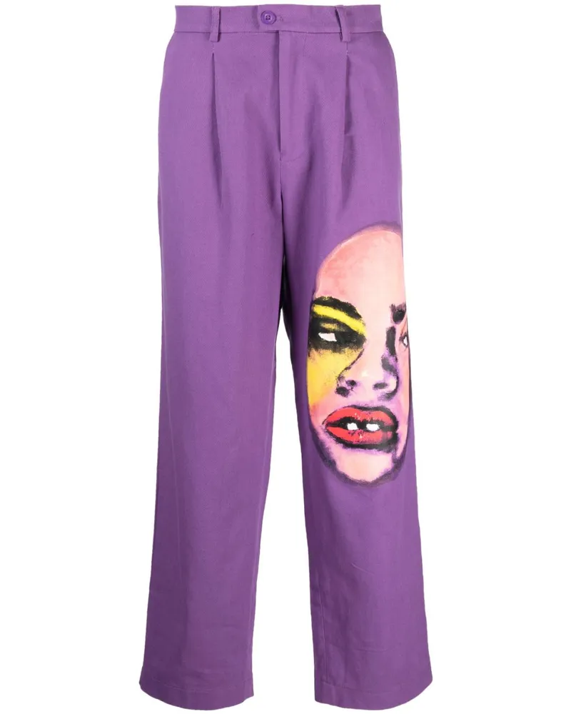 KidSuper Cordhose mit grafischem Print - Violett Violett