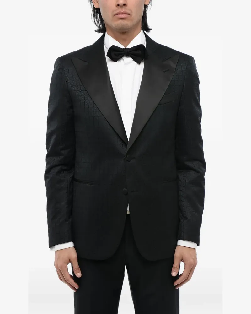 Corneliani jacquard satin-lapel blazer - Schwarz Schwarz