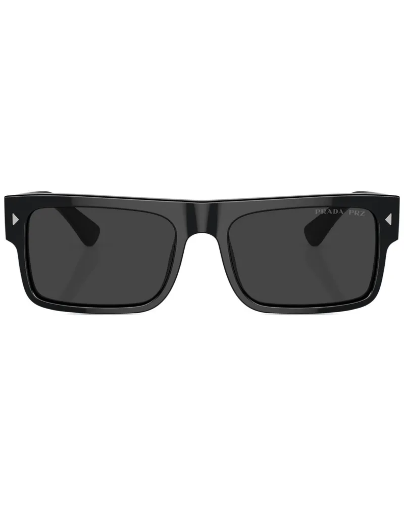 Prada Eckige Sonnenbrille mit Logo - Schwarz Schwarz