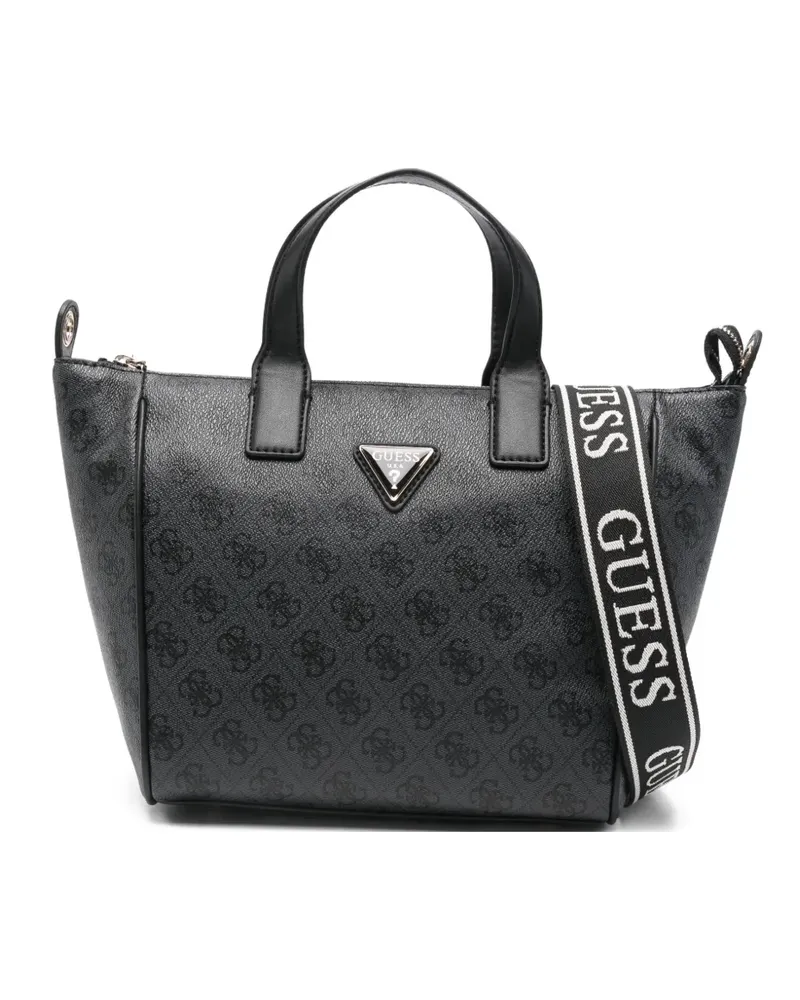 Guess Gemusterter Tote Bag - Schwarz Schwarz