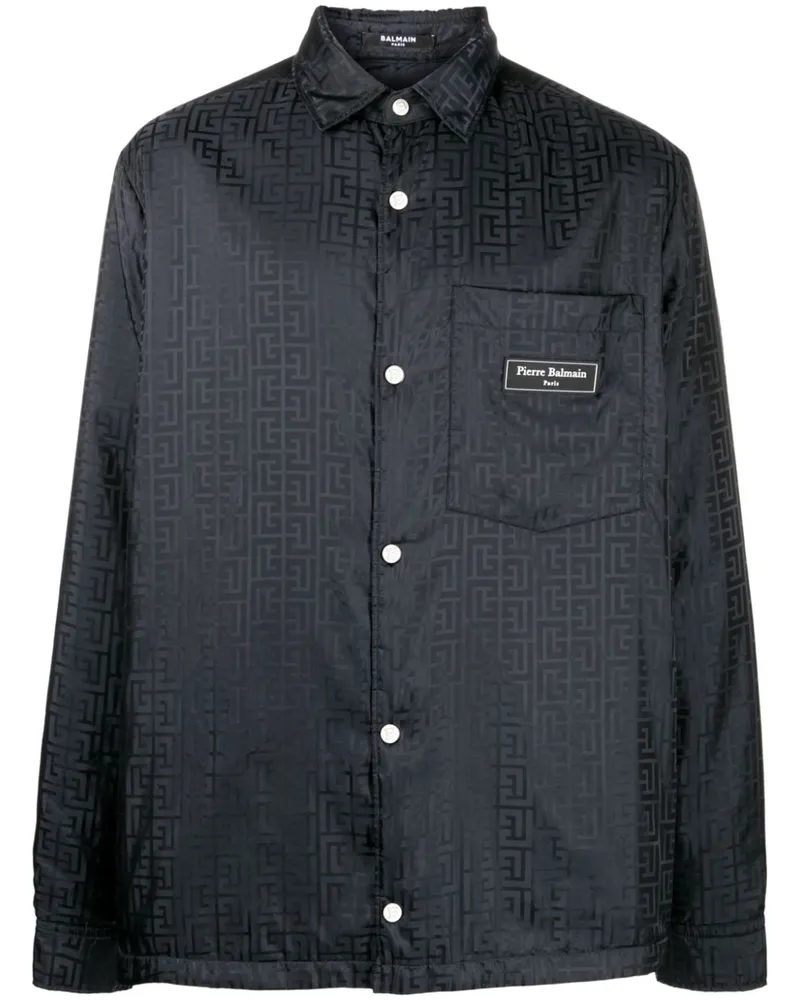 Balmain Hemd mit Monogrammmuster - Schwarz Schwarz